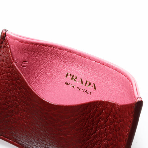 PRADA leather Card Case Red WS22775