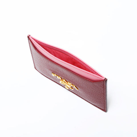 PRADA leather Card Case Red WS22775