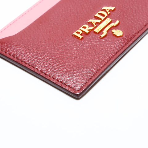 PRADA leather Card Case Red WS22775