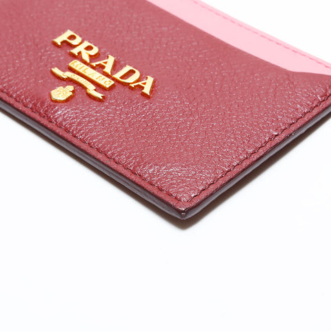 PRADA leather Card Case Red WS22775
