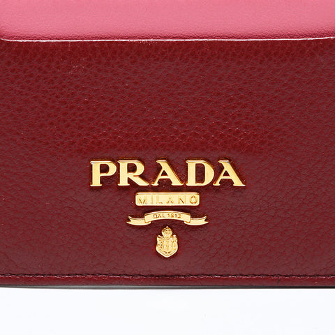 PRADA leather Card Case Red WS22775