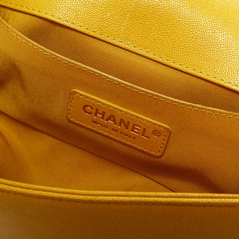 CHANEL 28 Series 2019 Mini Boy Chevron Caviar Shoulder Bag Yellow WS22779