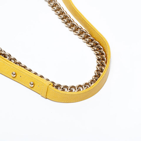 CHANEL 28 Series 2019 Mini Boy Chevron Caviar Shoulder Bag Yellow WS22779