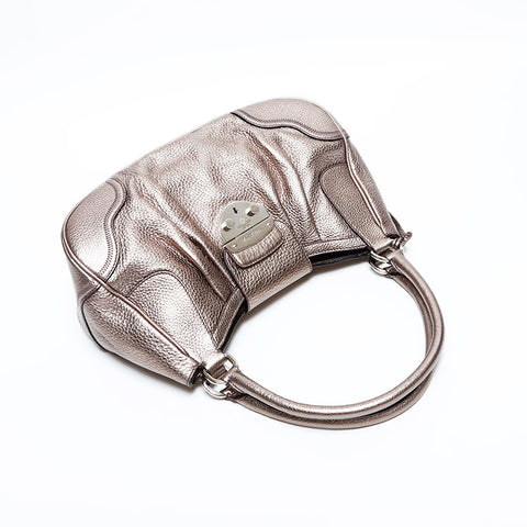 プラダ PRADA レザー ショルダーバッグ シルバー WS22780