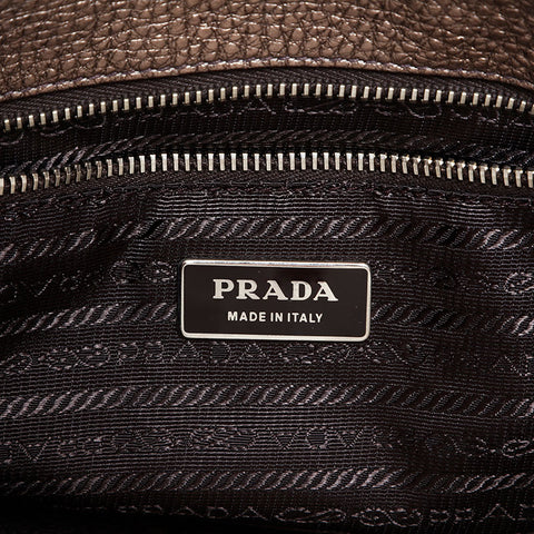 プラダ PRADA レザー ショルダーバッグ シルバー WS22780