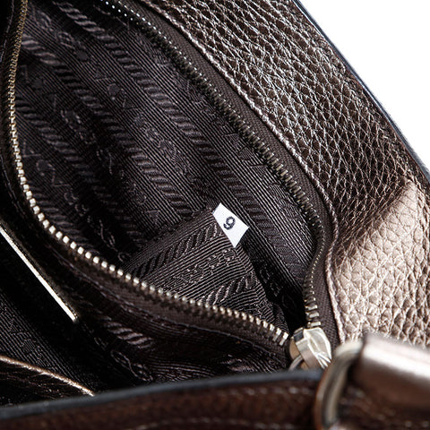 プラダ PRADA レザー ショルダーバッグ シルバー WS22780