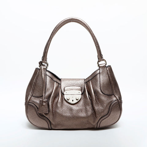 プラダ PRADA レザー ショルダーバッグ シルバー WS22780