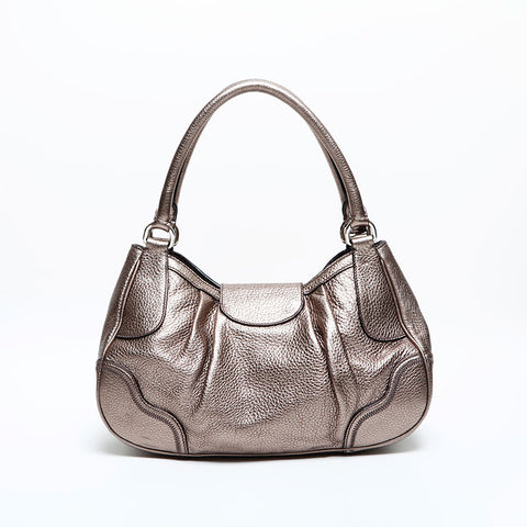 プラダ PRADA レザー ショルダーバッグ シルバー WS22780