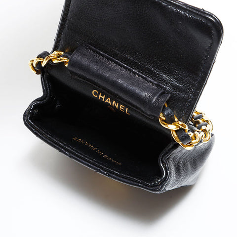 シャネル CHANEL ミニバッグ キーホルダー マトラッセ ポーチ ブラック WS22781