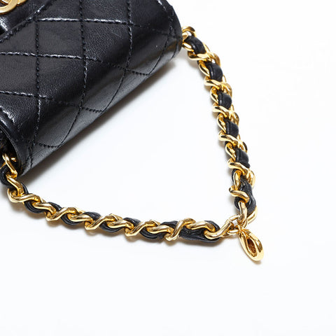 シャネル CHANEL ミニバッグ キーホルダー マトラッセ ポーチ ブラック WS22781