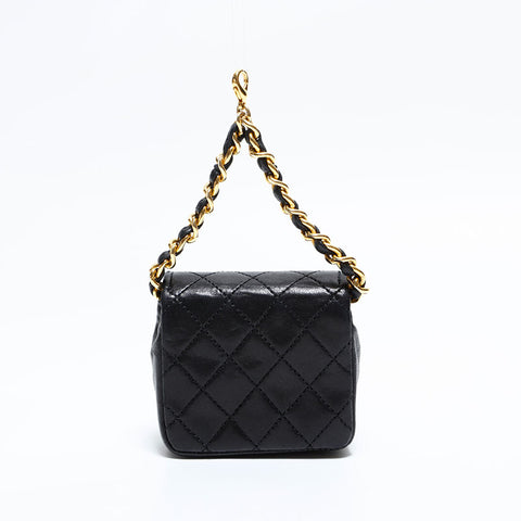 シャネル CHANEL ミニバッグ キーホルダー マトラッセ ポーチ ブラック WS22781
