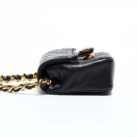CHANEL Mini Bag Keychain Matelasse Pouch black WS22781