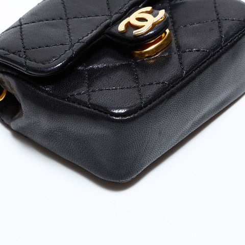 シャネル CHANEL ミニバッグ キーホルダー マトラッセ ポーチ ブラック WS22781