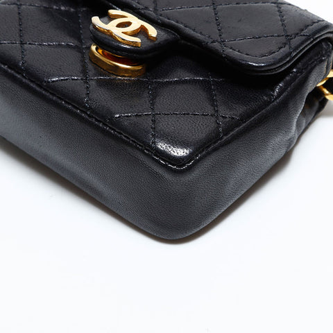 シャネル CHANEL ミニバッグ キーホルダー マトラッセ ポーチ ブラック WS22781