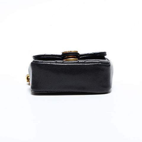 シャネル CHANEL ミニバッグ キーホルダー マトラッセ ポーチ ブラック WS22781