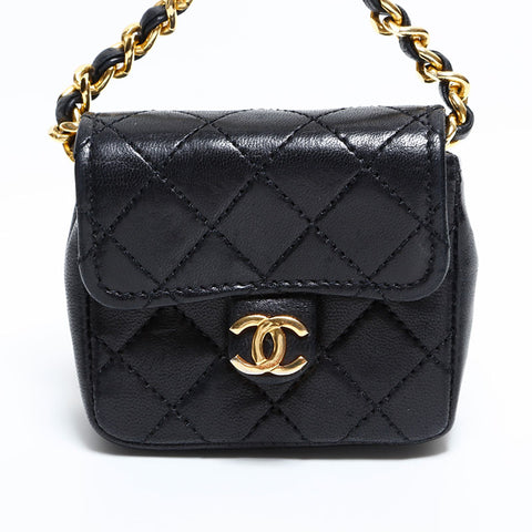 シャネル CHANEL ミニバッグ キーホルダー マトラッセ ポーチ ブラック WS22781