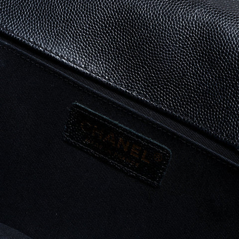 シャネル CHANEL 25番台 2018 ボーイ キャビアスキン チェン ショルダーバッグ ブラック WS22782