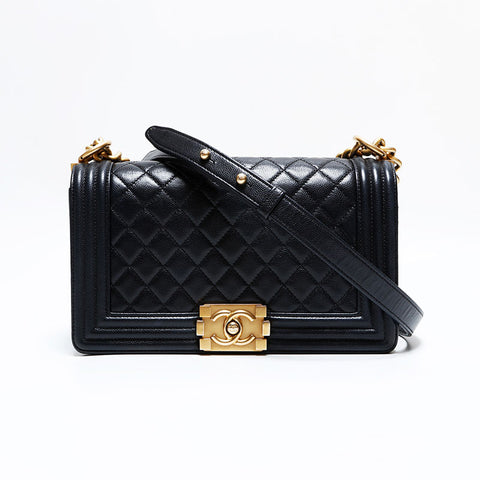 CHANEL 25th series 2018 Boy Caviar Skin Chen Shoulder Bag black WS22782