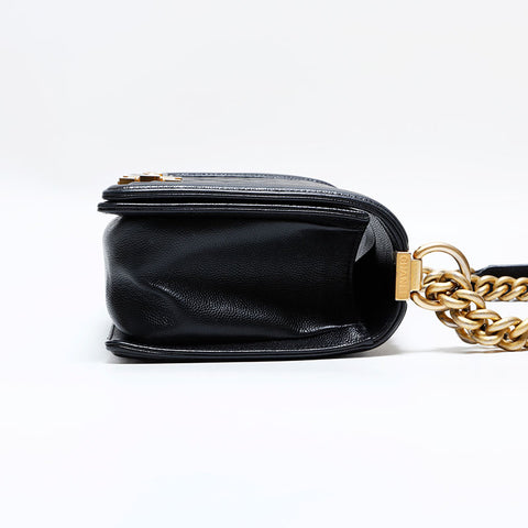 CHANEL 25th series 2018 Boy Caviar Skin Chain Shoulder Bag black WS22782