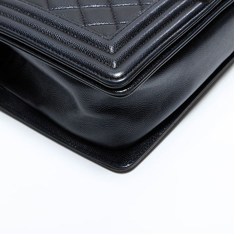 CHANEL 25th series 2018 Boy Caviar Skin Chain Shoulder Bag black WS22782