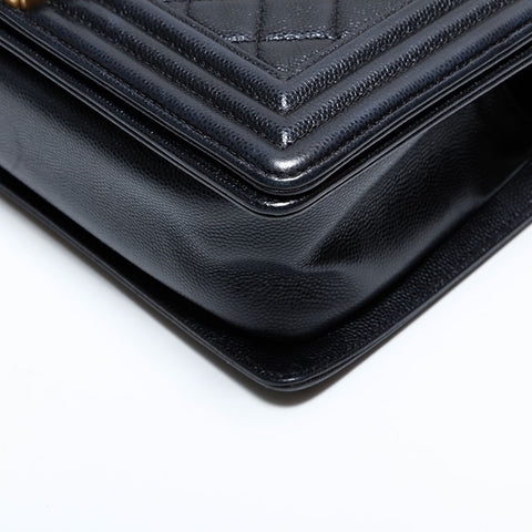 CHANEL 25th series 2018 Boy Caviar Skin Chen Shoulder Bag black WS22782