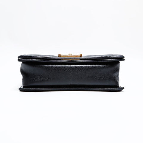 シャネル CHANEL 25番台 2018 ボーイ キャビアスキン チェン ショルダーバッグ ブラック WS22782