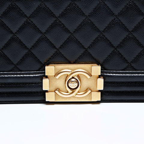 CHANEL 25th series 2018 Boy Caviar Skin Chain Shoulder Bag black WS22782