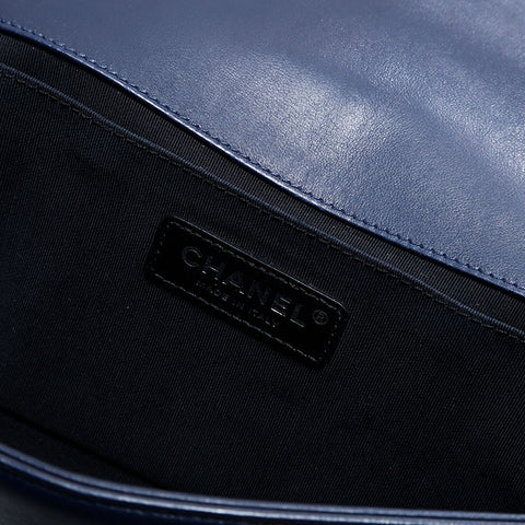 シャネル CHANEL 23番台 2016-2017 ボーイ レザー チェーン ショルダーバッグ ネイビー WS22783