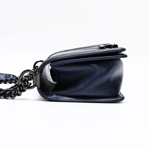 シャネル CHANEL 23番台 2016-2017 ボーイ レザー チェーン ショルダーバッグ ネイビー WS22783