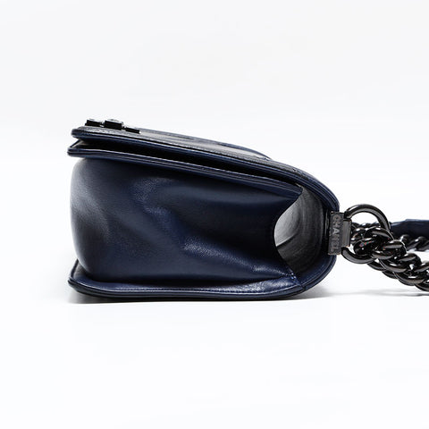 シャネル CHANEL 23番台 2016-2017 ボーイ レザー チェーン ショルダーバッグ ネイビー WS22783