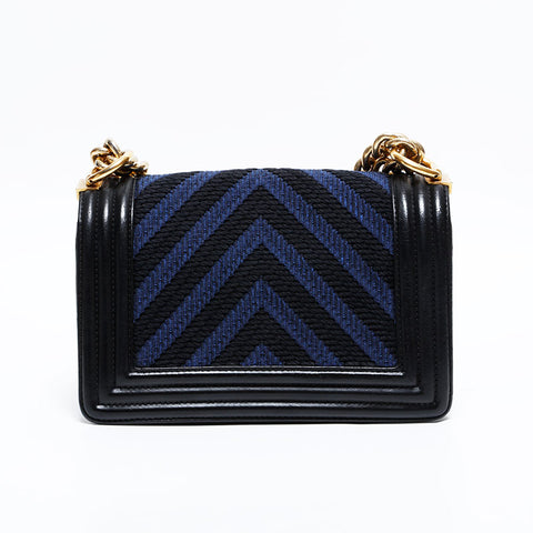 シャネル CHANEL 24番台 2017-2018 シェブロン キャンバス ミニ ボーイ ショルダーバッグ ネイビー WS22784