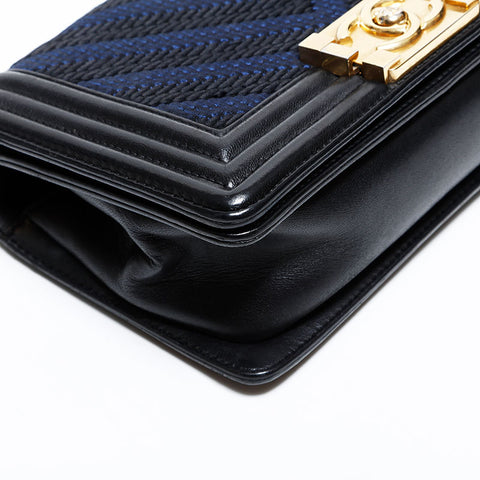 シャネル CHANEL 24番台 2017-2018 シェブロン キャンバス ミニ ボーイ ショルダーバッグ ネイビー WS22784