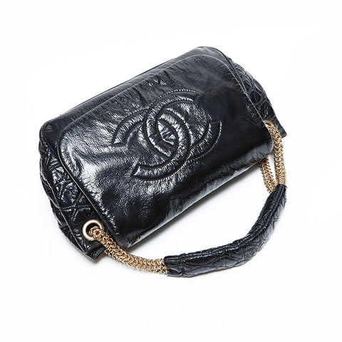 Chanel Patent Leather Coco Mark 12系列2008-2009手提包黑色WS22785
