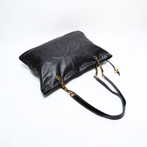 CHANEL No. 3 1994-1999 COCO Mark Caviar Chain Shoulder Bag black WS22787