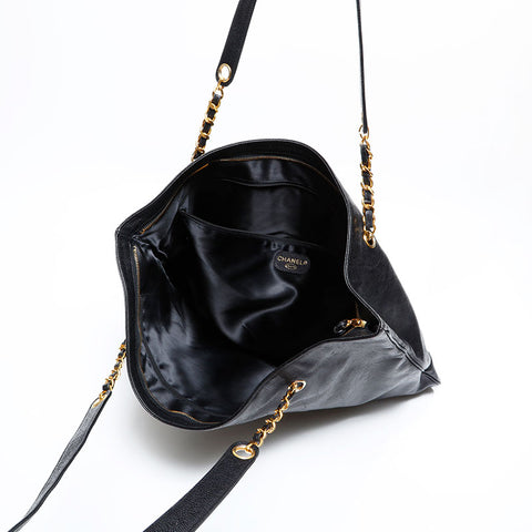 CHANEL No. 3 1994-1999 COCO Mark Caviar Chain Shoulder Bag black WS22787