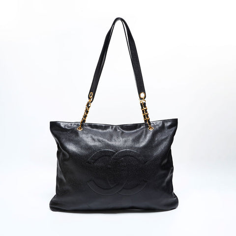 CHANEL No. 3 1994-1999 COCO Mark Caviar Chain Shoulder Bag black WS22787