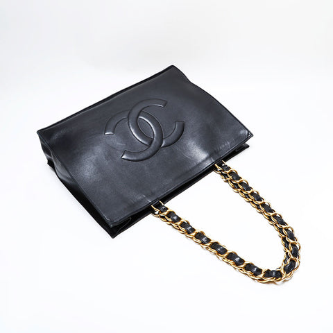 シャネル CHANEL ラムスキン ココマーク チェーン ショルダーバッグ ブラック WS22788