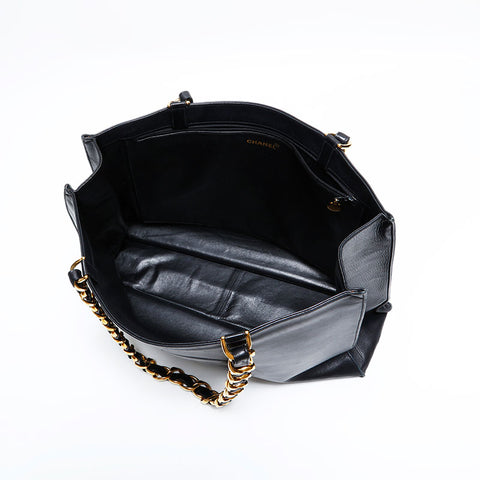シャネル CHANEL ラムスキン ココマーク チェーン ショルダーバッグ ブラック WS22788