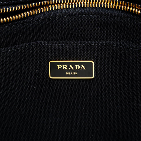 PRADA Canapa Canvas 2way M Shoulder Bag black WS22792