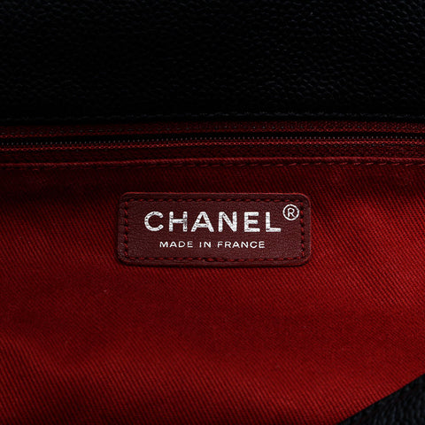 CHANEL No. 14 2010-2011 COCO Mark Caviar Skin Chain Half Moon Flap Shoulder Bag black WS22794