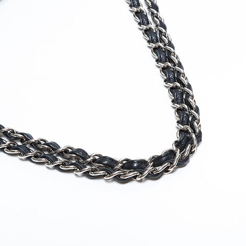 CHANEL No. 14 2010-2011 COCO Mark Caviar Skin Chain Half Moon Flap Shoulder Bag black WS22794