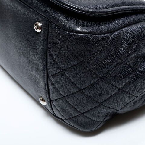 シャネル CHANEL 14番台 2010-2011 ココマーク キャビアスキンチェーン ハーフムーン フラップ ショルダーバッグ ブラック WS22794