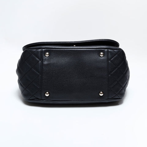 CHANEL No. 14 2010-2011 COCO Mark Caviar Skin Chain Half Moon Flap Shoulder Bag black WS22794