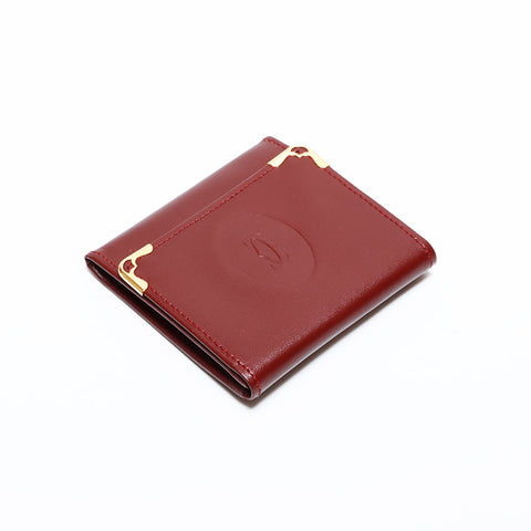カルティエ CARTIER マスト ドゥ レザー ミニ コンパクト コインケース レッド WS22795