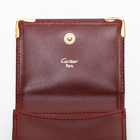 カルティエ CARTIER マスト ドゥ レザー ミニ コンパクト コインケース レッド WS22795