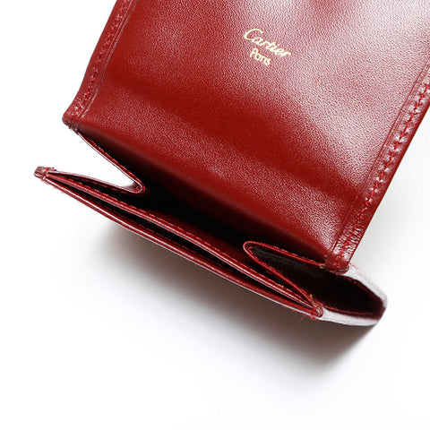 カルティエ CARTIER マスト ドゥ レザー ミニ コンパクト コインケース レッド WS22795