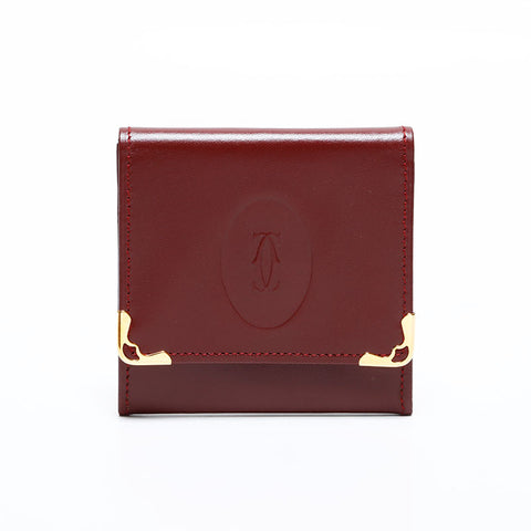 カルティエ CARTIER マスト ドゥ レザー ミニ コンパクト コインケース レッド WS22795