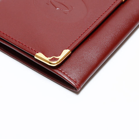 カルティエ CARTIER マスト ドゥ レザー ミニ コンパクト コインケース レッド WS22795