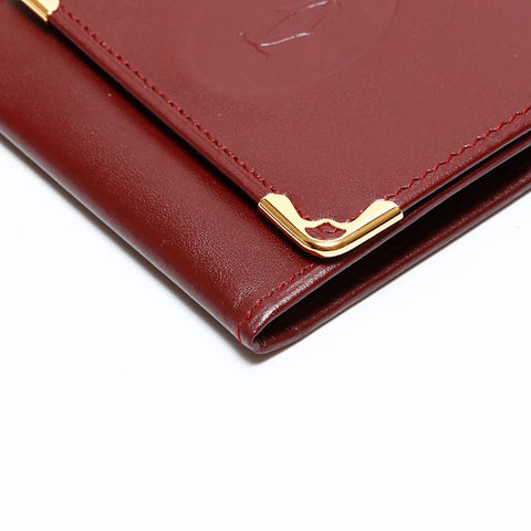 カルティエ CARTIER マスト ドゥ レザー ミニ コンパクト コインケース レッド WS22795