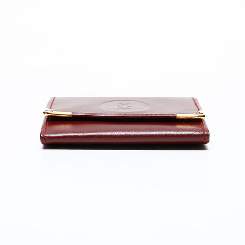カルティエ CARTIER マスト ドゥ レザー ミニ コンパクト コインケース レッド WS22795